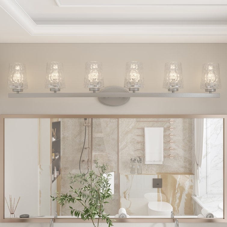Lampada da bagno a LED dimmerabile a 6 luci in stile moderno di metà secolo con vetro artistico - 51 pollici