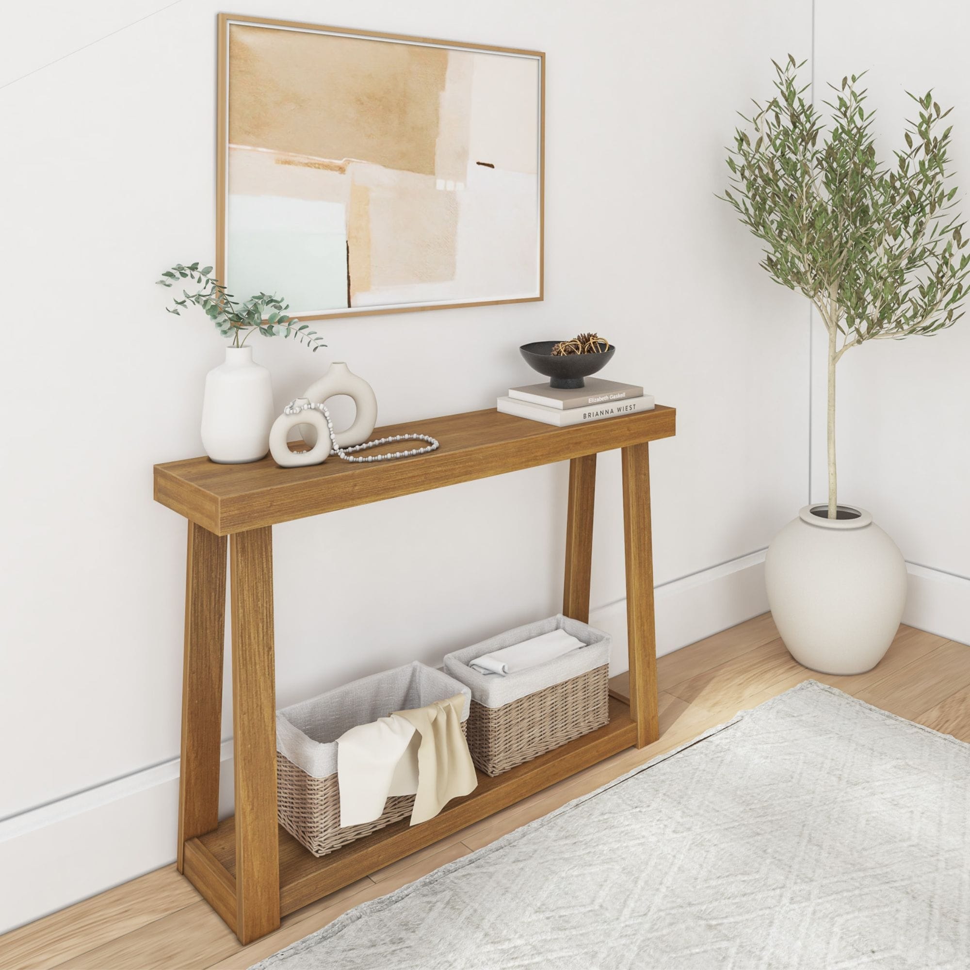 Tavolo consolle classico Plank and Beam con ripiano - 46