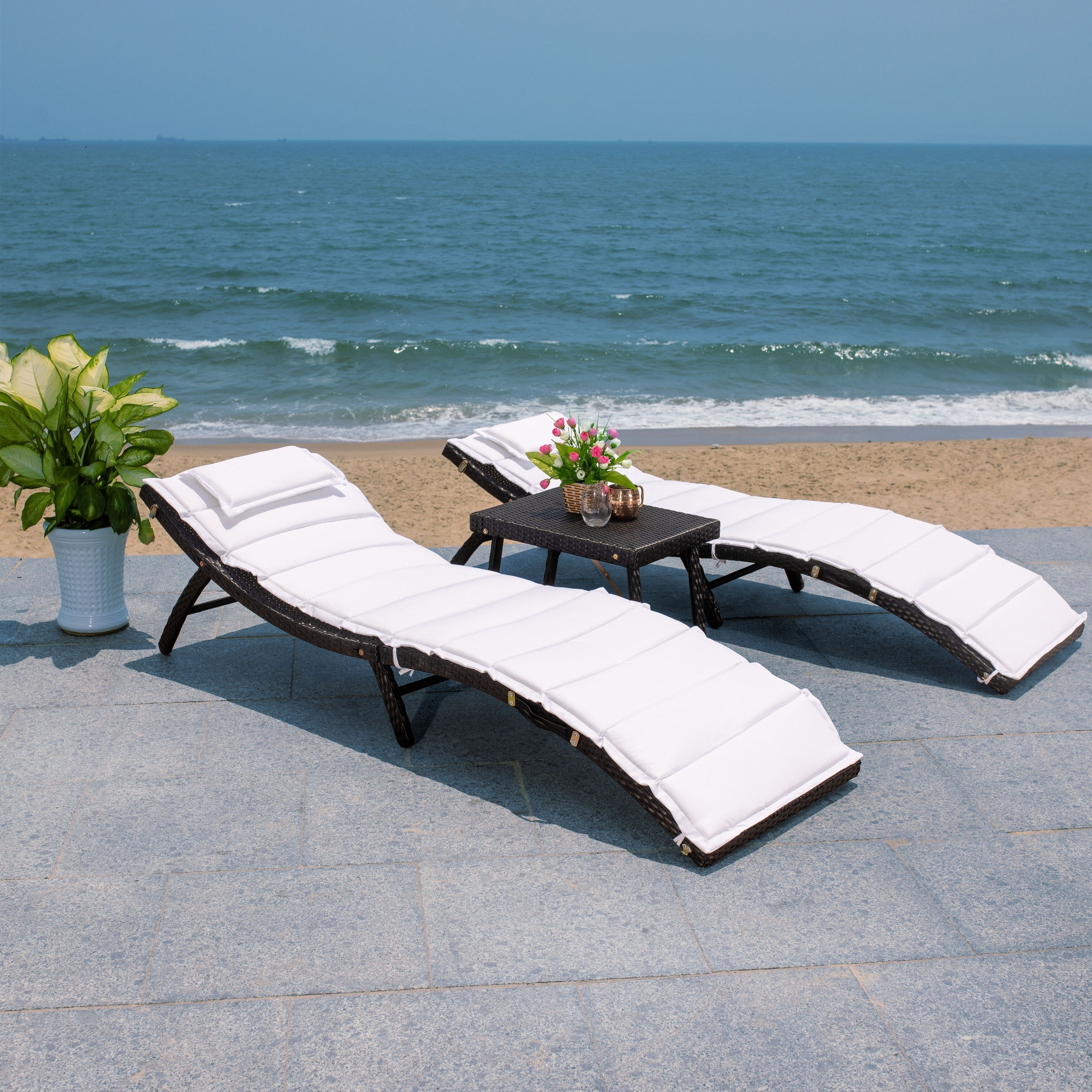 SAFAVIEH Set di lettini prendisole da esterno Blaguna da 3 pezzi - 83Lx20Px24A