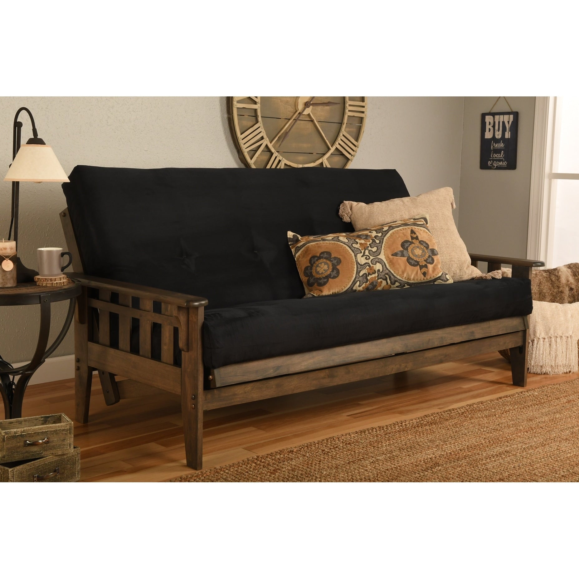 Set futon rustico Somette Tucson in noce full-size con materasso