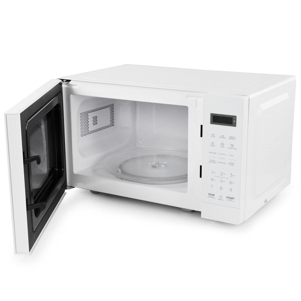 Forno a microonde digitale a LED da 0,7 piedi cubi e 700 watt, colore bianco, con blocco di sicurezza per bambini