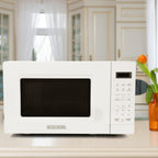 Forno a microonde digitale a LED da 0,7 piedi cubi e 700 watt, colore bianco, con blocco di sicurezza per bambini
