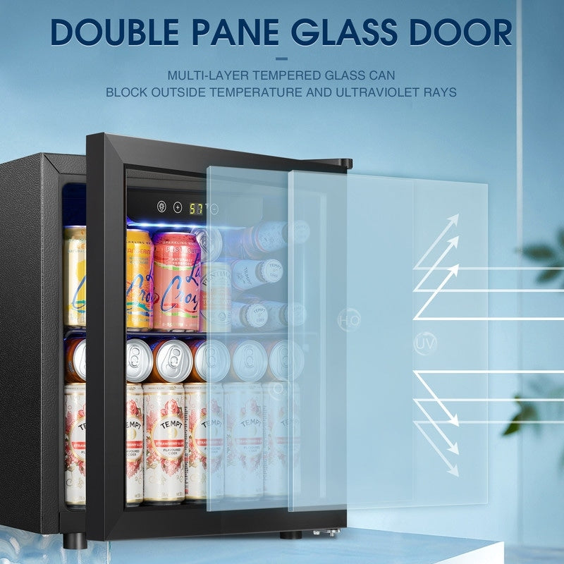 Frigorifero per bevande da 1,3 piedi cubi - Mini frigorifero da 48 lattine e 12 bottiglie con porta in vetro, controllo touch elettronico