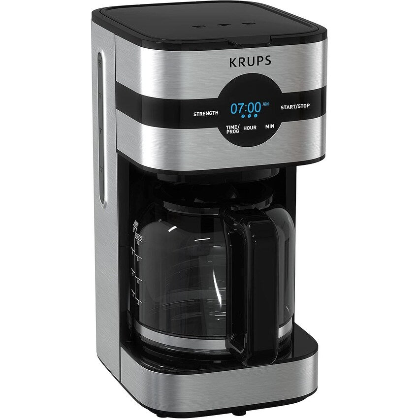 Macchina per caffè digitale da 10 tazze, acciaio inossidabile nero, preparazione programmabile, pausa e servizio automatici
