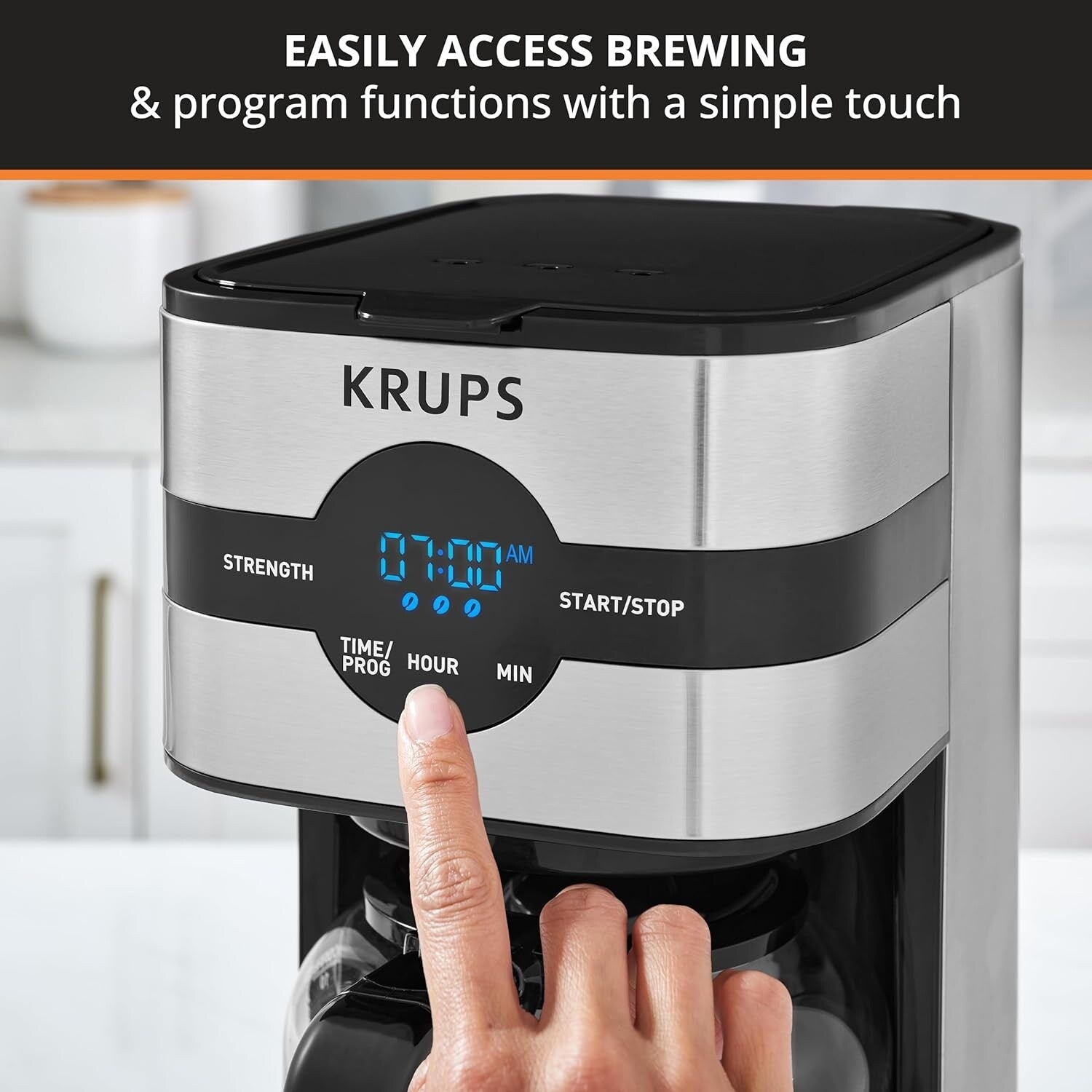 Macchina per caffè digitale da 10 tazze, acciaio inossidabile nero, preparazione programmabile, pausa e servizio automatici