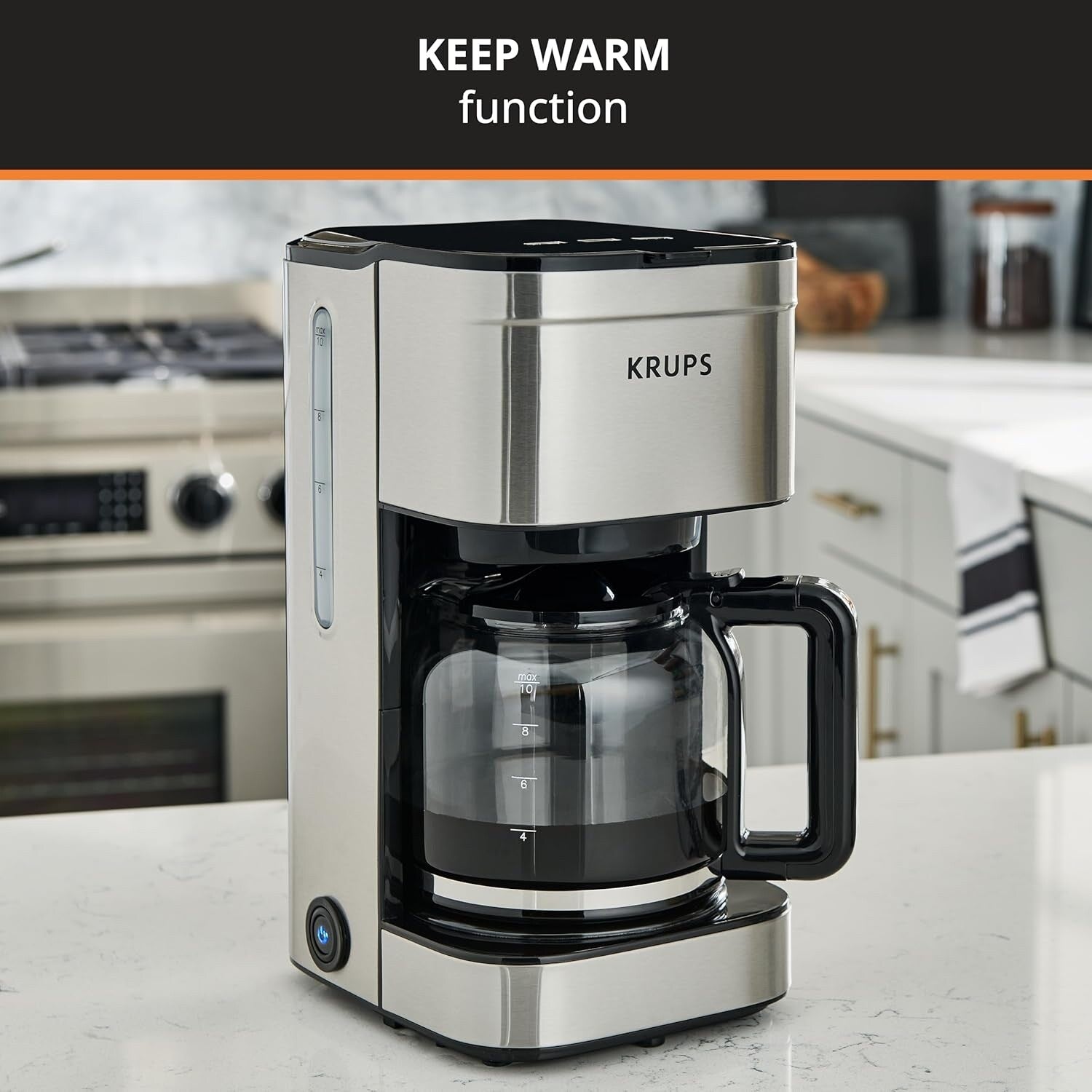 Macchina per caffè americano da 10 tazze, display digitale, finitura in acciaio inossidabile, timer programmabile, spegnimento automatico