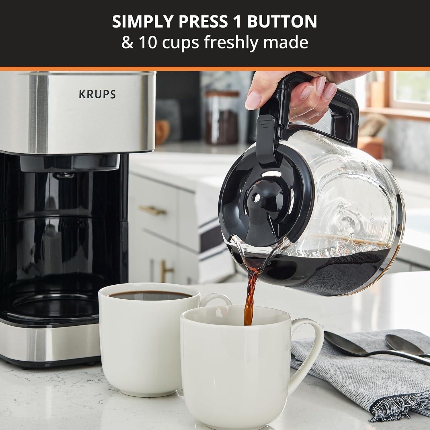 Macchina per caffè americano da 10 tazze, display digitale, finitura in acciaio inossidabile, timer programmabile, spegnimento automatico
