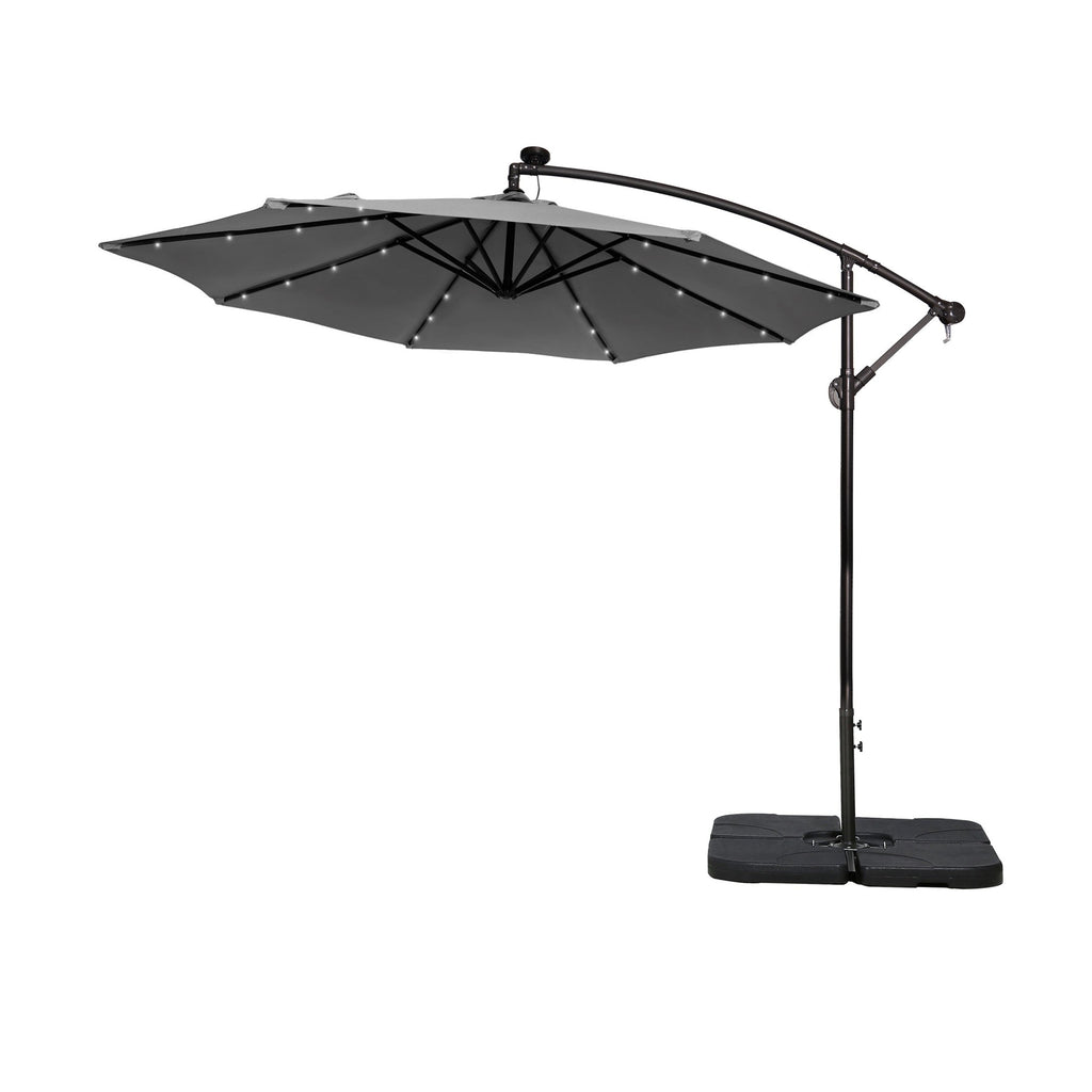 Ombrellone da giardino illuminato a energia solare da 10 piedi con base