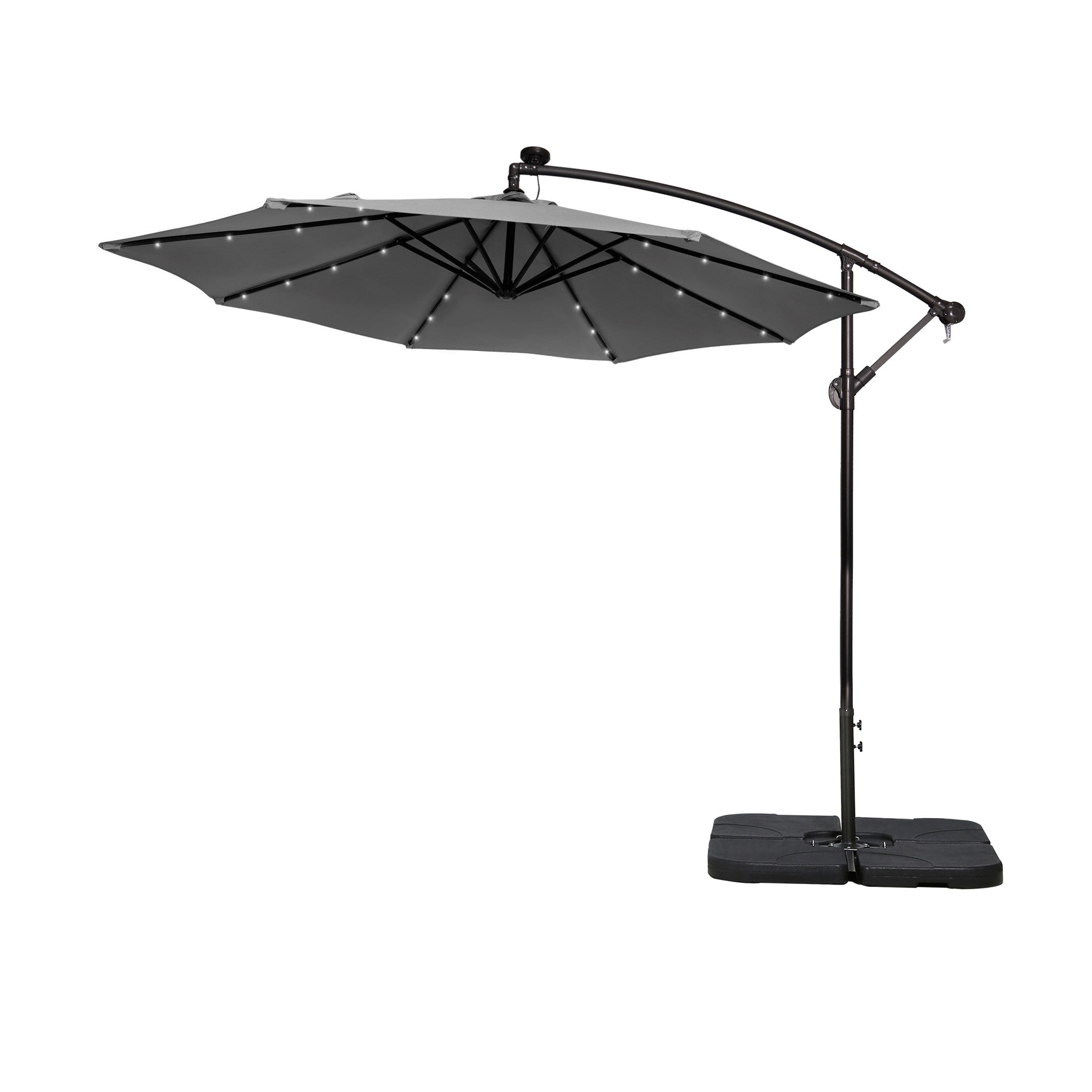 Ombrellone da giardino illuminato a energia solare da 10 piedi con base