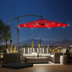Ombrellone da giardino illuminato a energia solare da 10 piedi con base