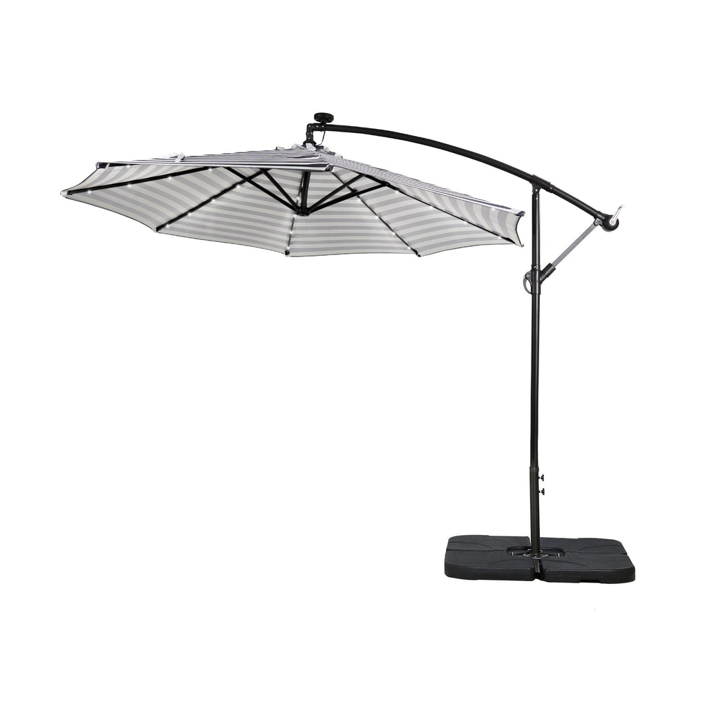 Ombrellone da giardino illuminato a energia solare da 10 piedi con base