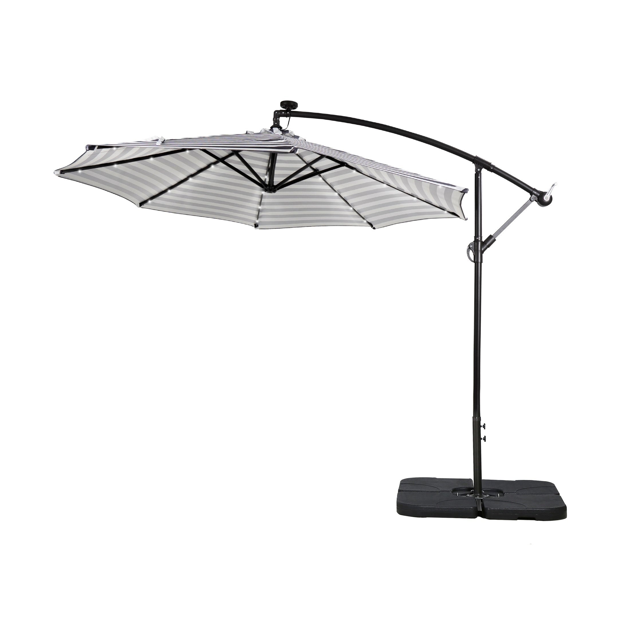 Ombrellone da giardino illuminato a energia solare da 10 piedi con base