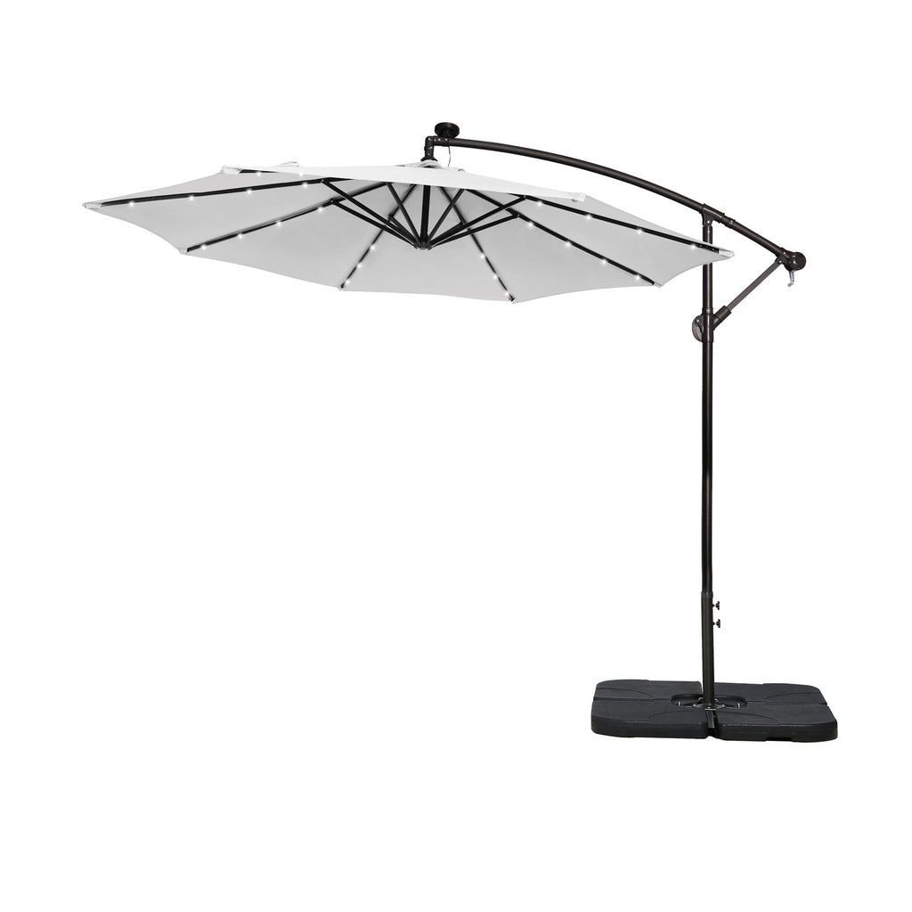 Ombrellone da giardino illuminato a energia solare da 10 piedi con base