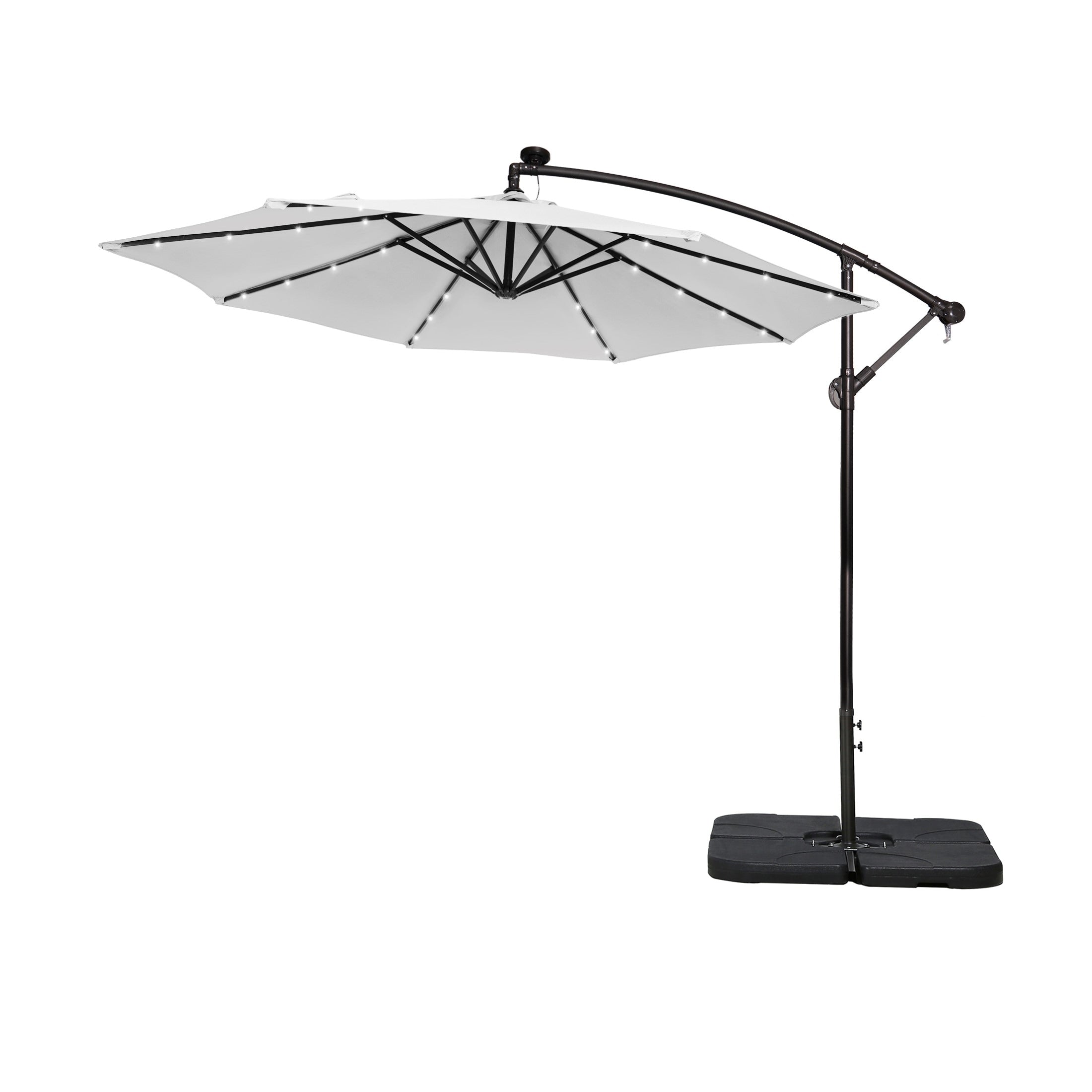Ombrellone da giardino illuminato a energia solare da 10 piedi con base