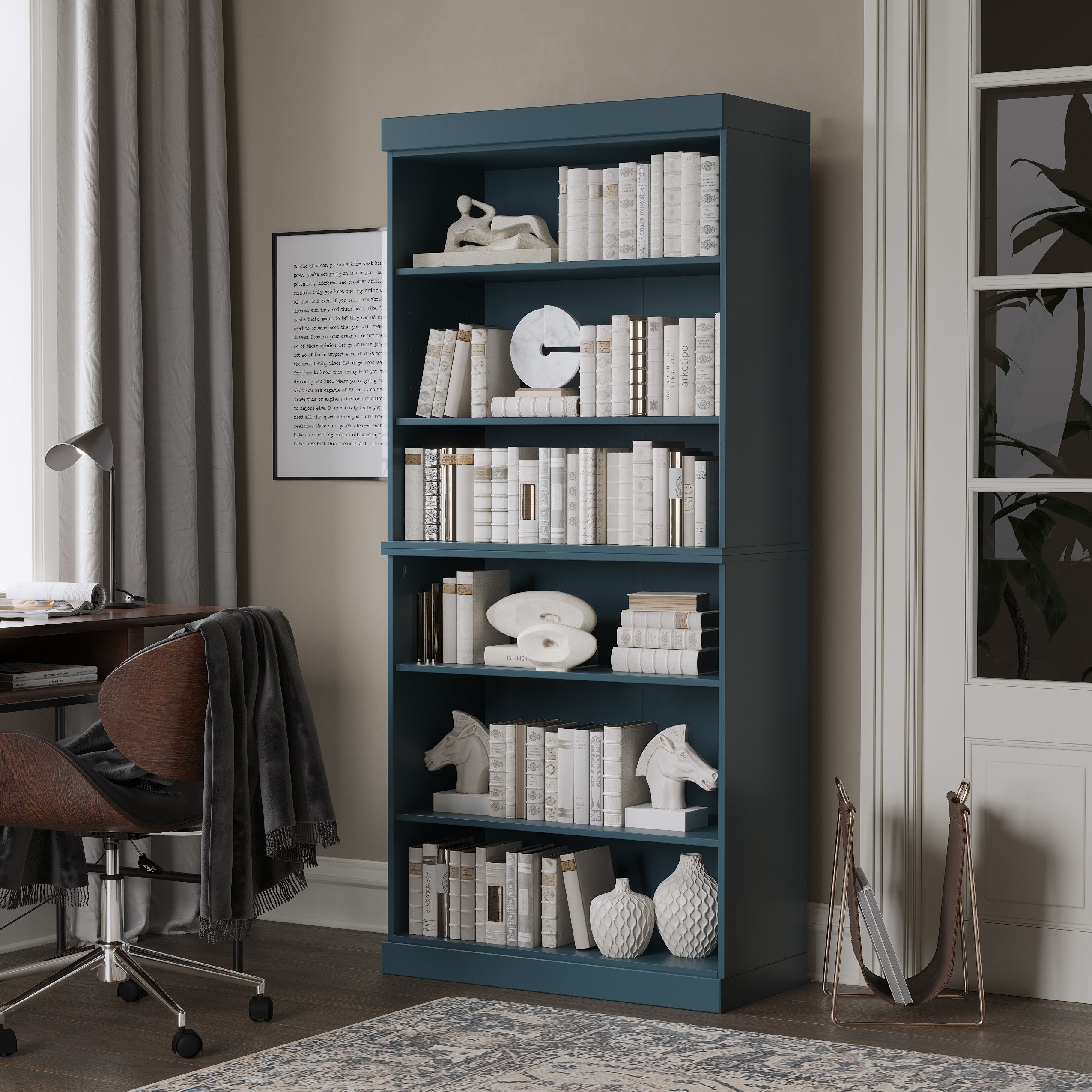 Libreria a 6 ripiani in legno massello al 100% con ante opzionali di Palace Imports