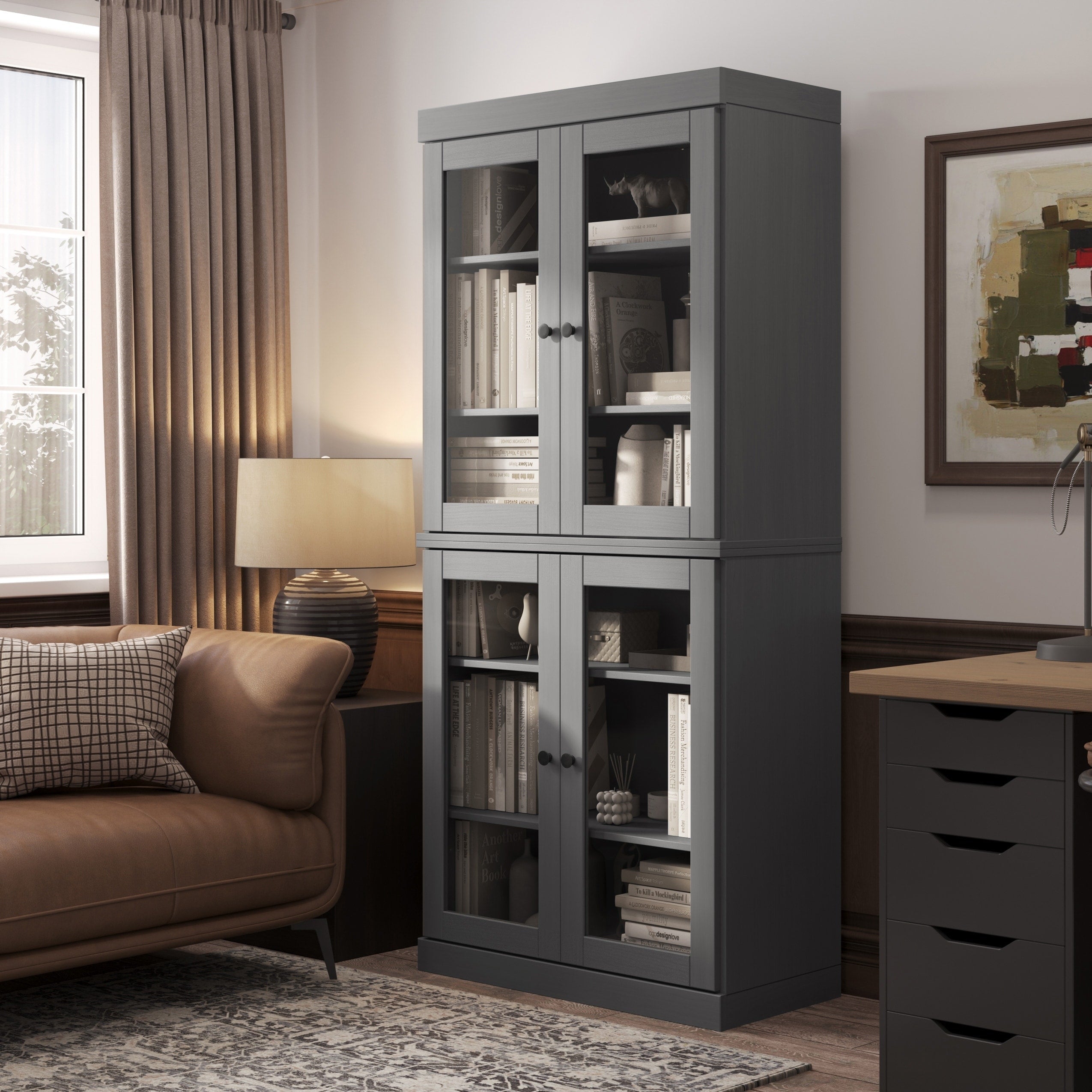 Libreria a 6 ripiani in legno massello al 100% con ante opzionali di Palace Imports