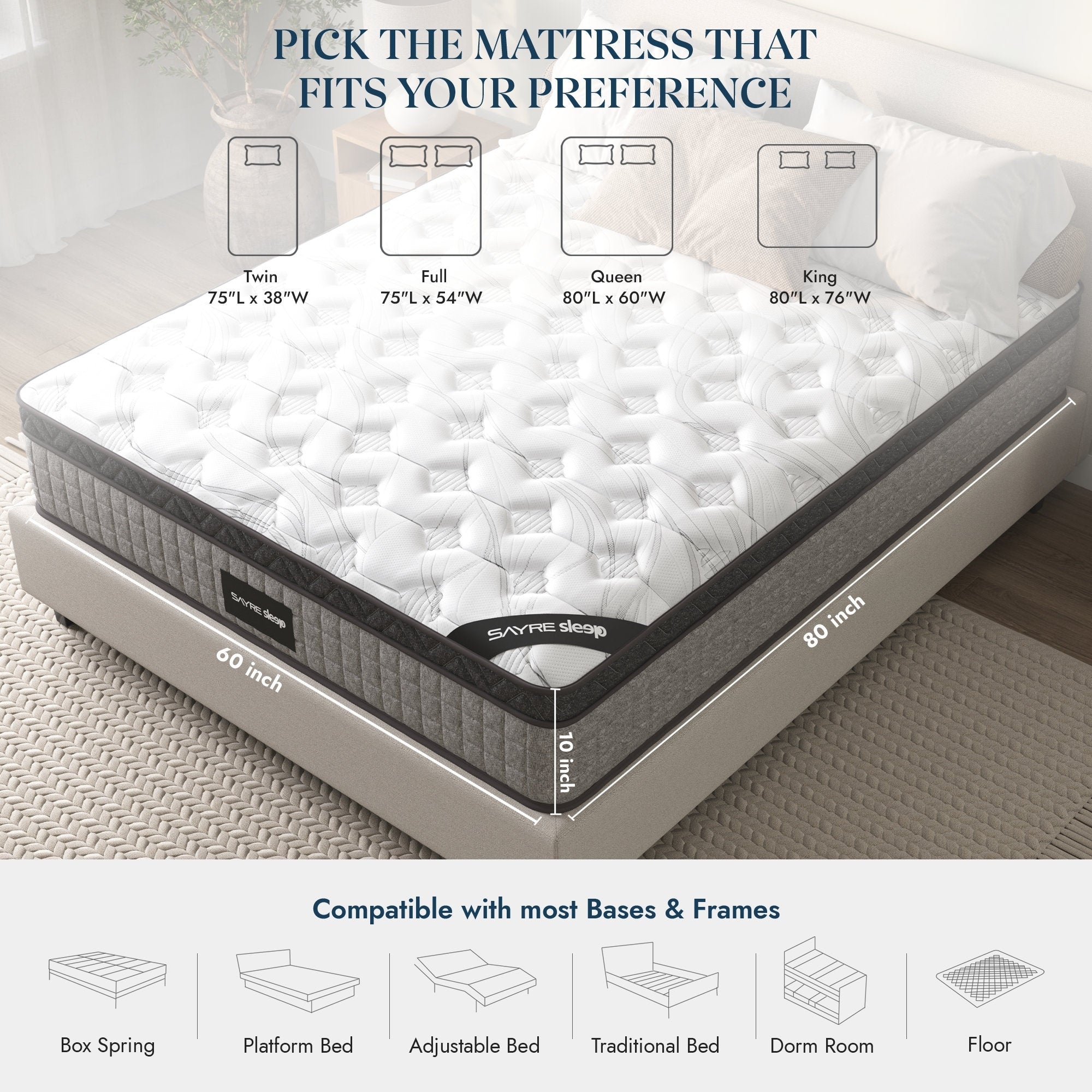 Assemblato negli Stati Uniti - Materasso ibrido 10 Diamond con molle insacchettate e memory foam Cool Gel