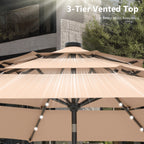 MAISON ARTS Ombrellone da esterno a 3 livelli, con inclinazione automatica, 10 piedi, con doppia ventilazione e luci LED