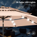 MAISON ARTS Ombrellone da esterno a 3 livelli, con inclinazione automatica, 10 piedi, con doppia ventilazione e luci LED