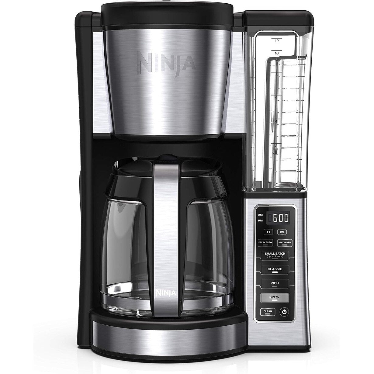 Macchina per caffè programmabile da 12 tazze, 2 stili di infusione, piastra calda regolabile, serbatoio da 60 once, infusione ritardata, acciaio inossidabile nero