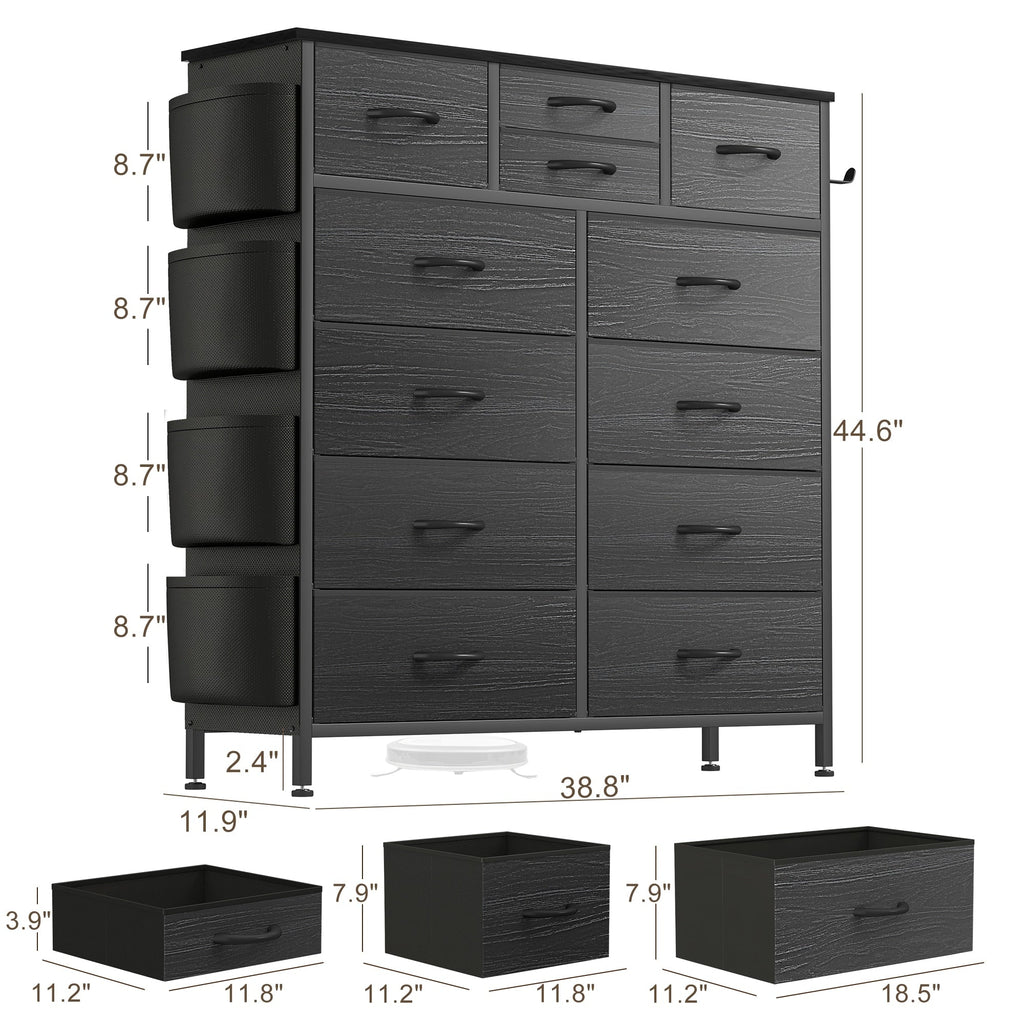 Cassettiera alta in tessuto con 12 cassetti per camera da letto