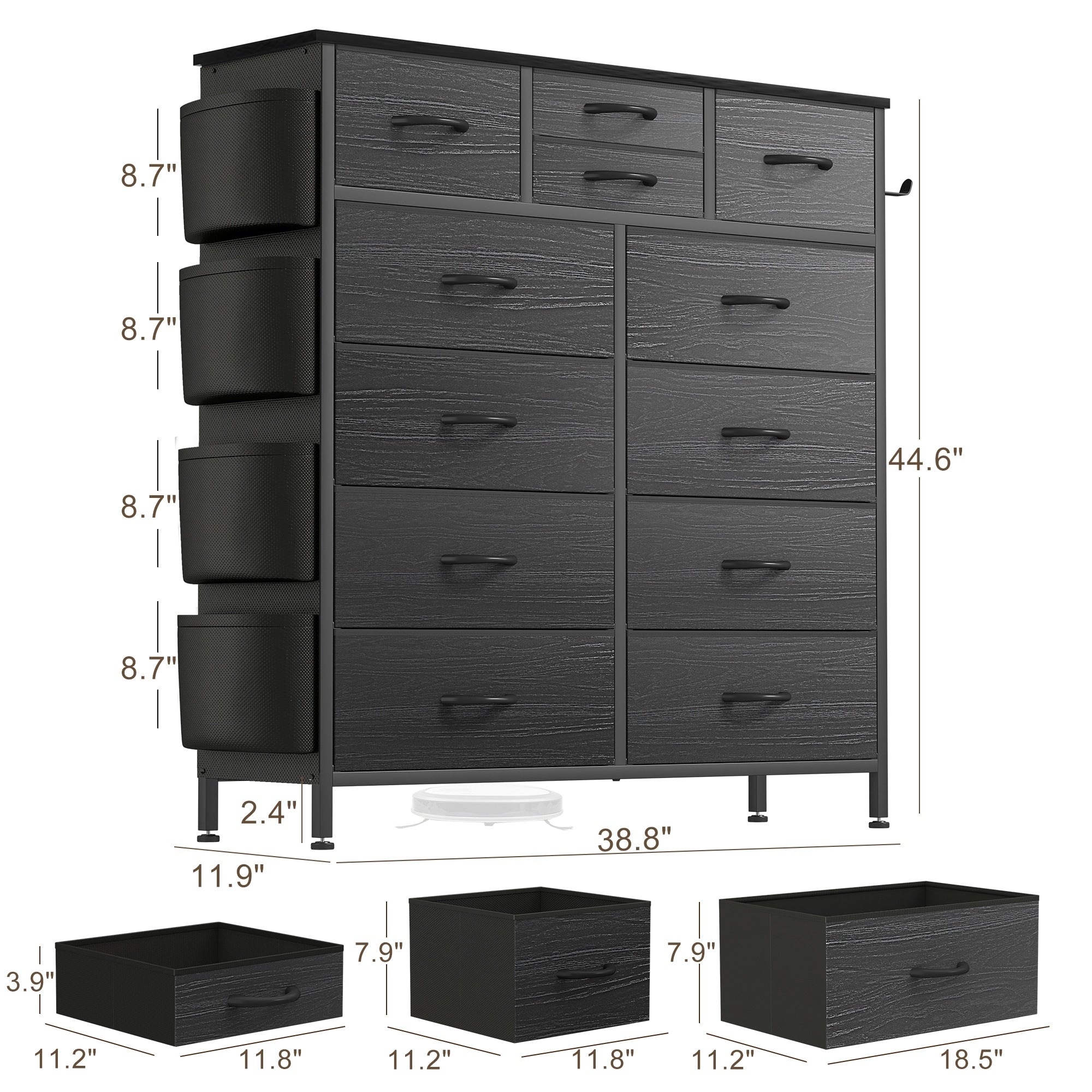 Cassettiera alta in tessuto con 12 cassetti per camera da letto