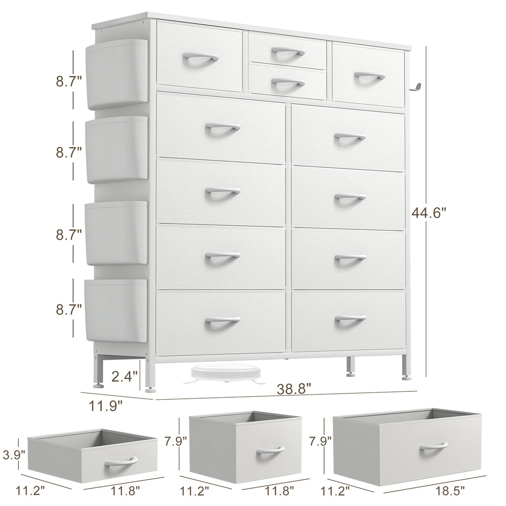 Cassettiera alta in tessuto con 12 cassetti per camera da letto