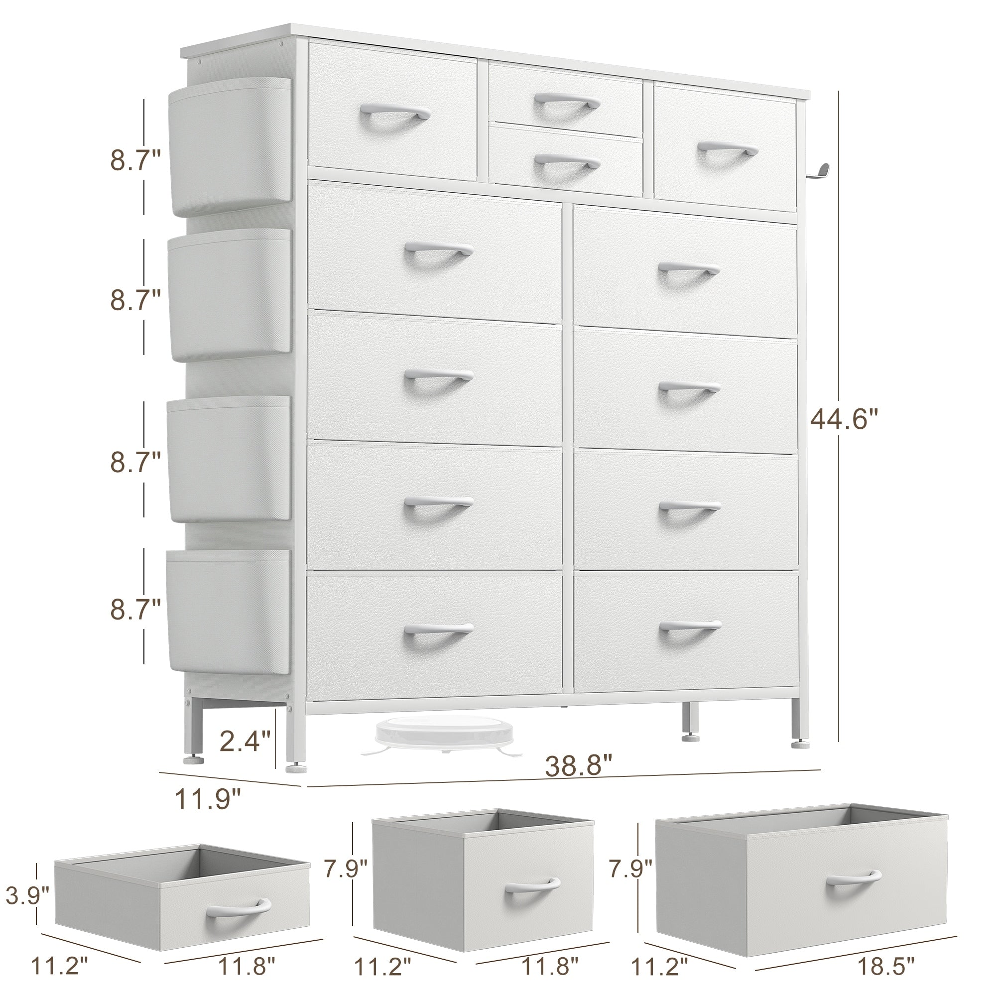 Cassettiera alta in tessuto con 12 cassetti per camera da letto