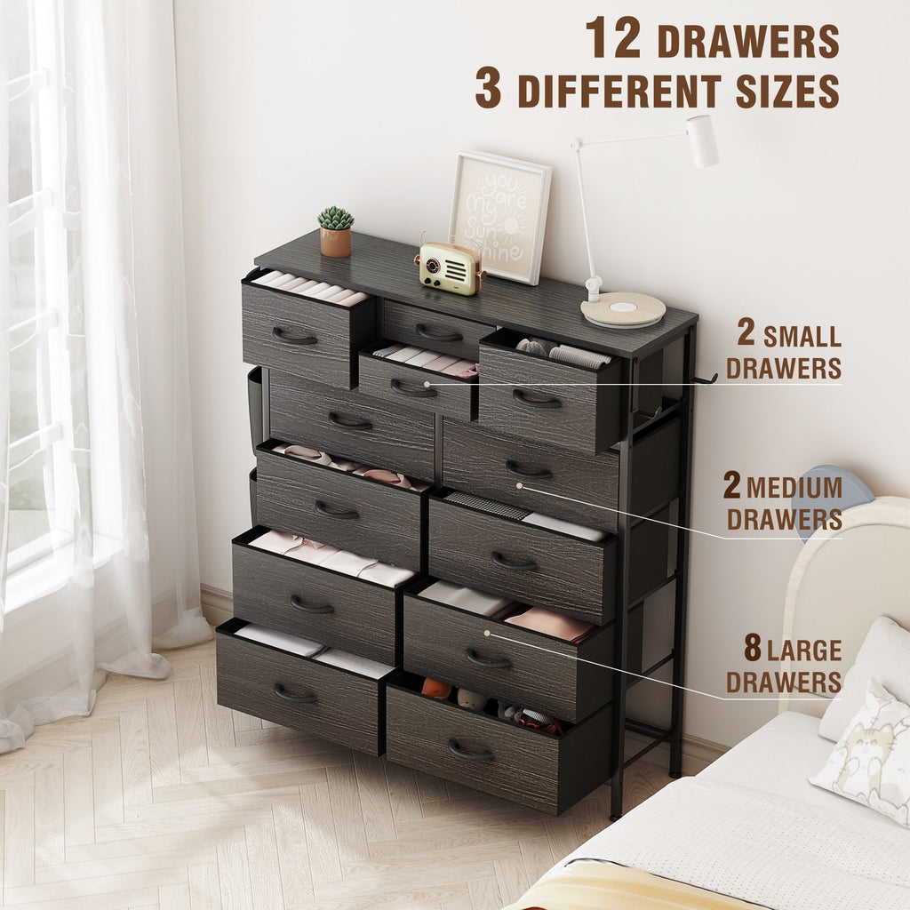 Cassettiera alta in tessuto con 12 cassetti per camera da letto