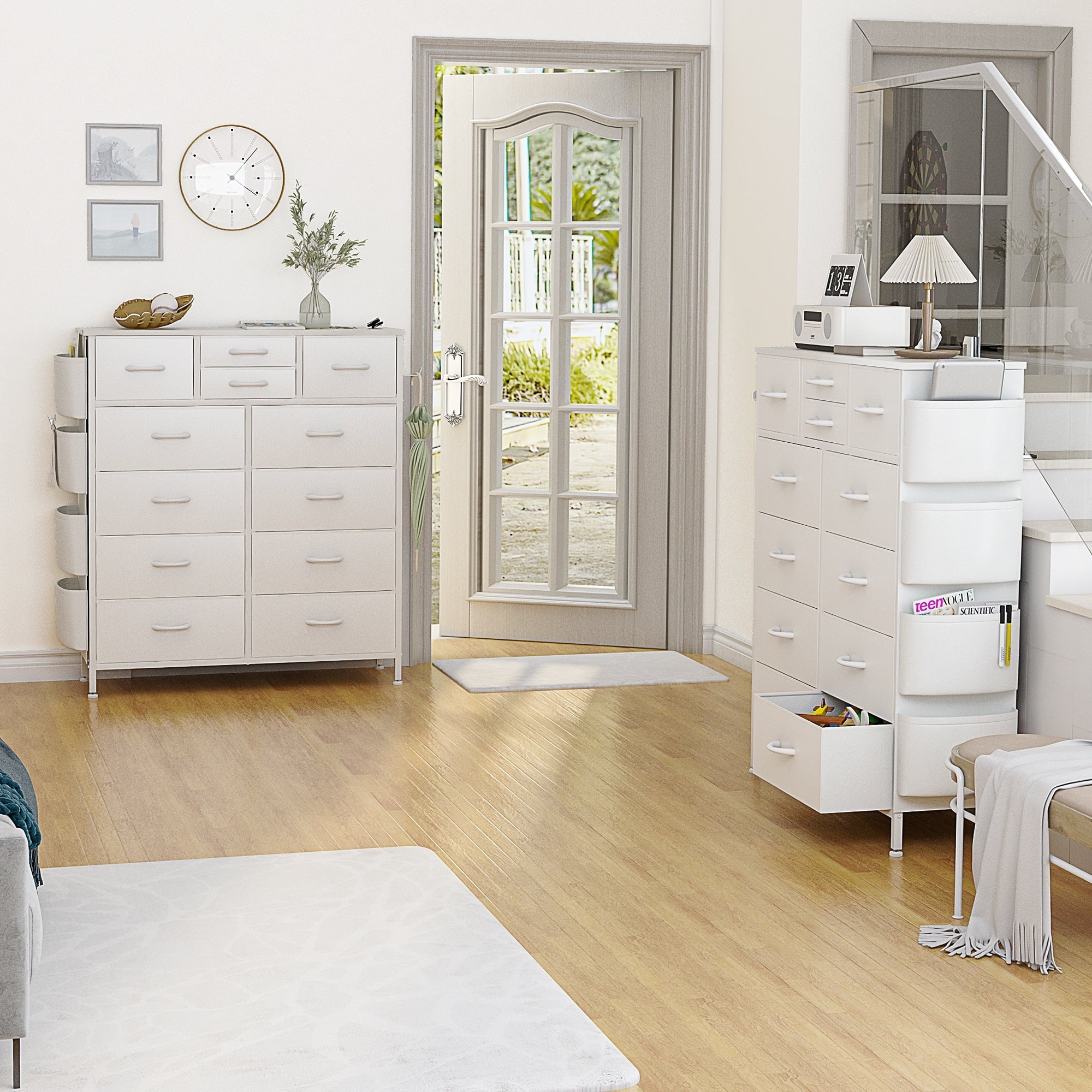 Cassettiera alta in tessuto con 12 cassetti per camera da letto