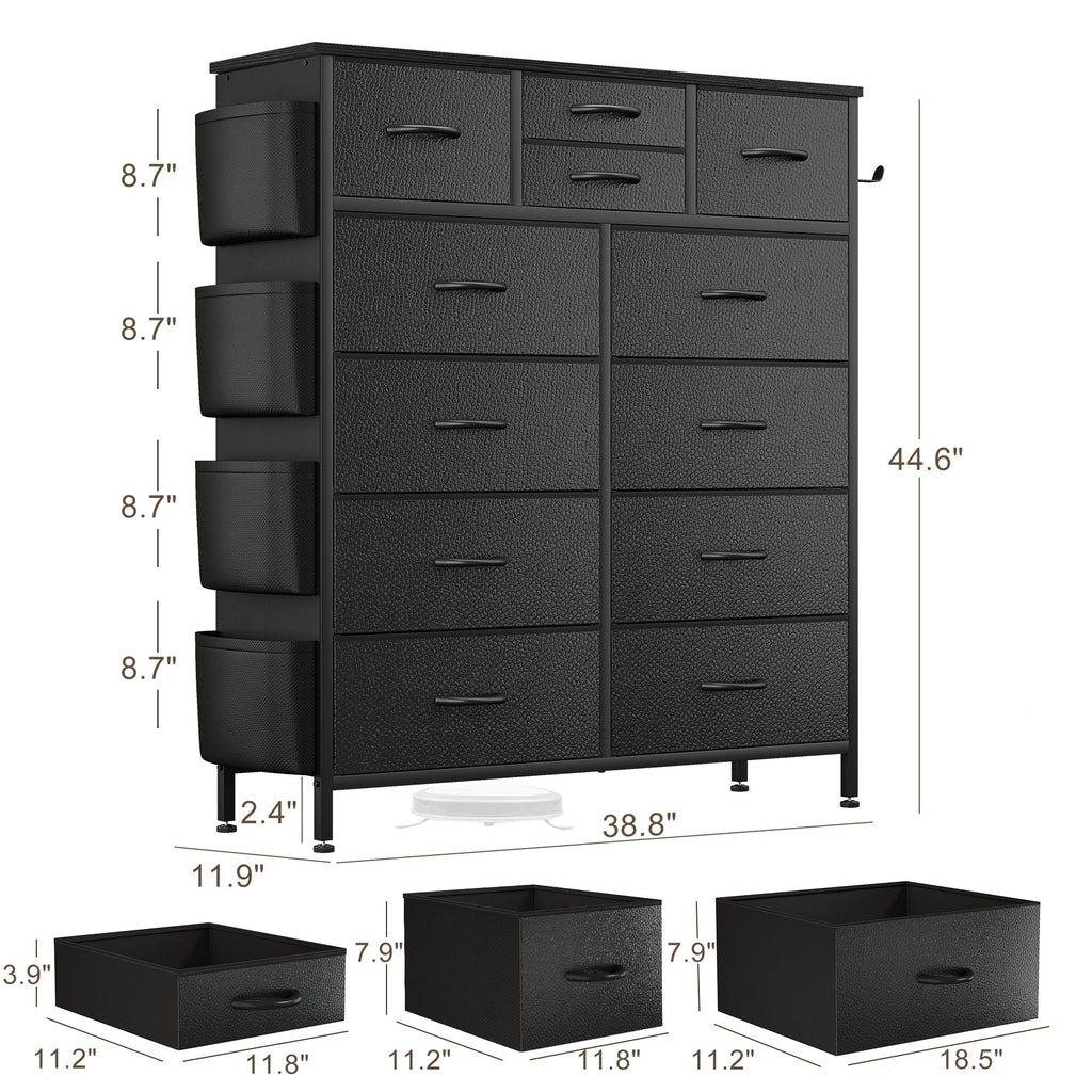 Cassettiera alta in tessuto con 12 cassetti per camera da letto