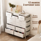 Cassettiera alta in tessuto con 12 cassetti per camera da letto
