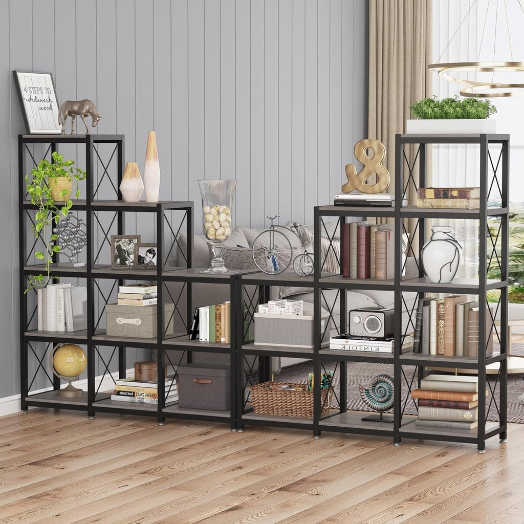 Libreria a scala con 12 ripiani, libreria angolare industriale