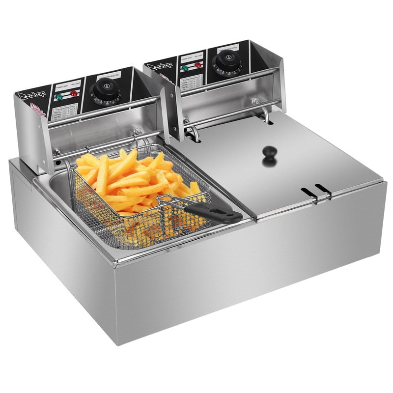 Friggitrice elettrica a doppio cilindro in acciaio inossidabile da 12,7 QT/12 L