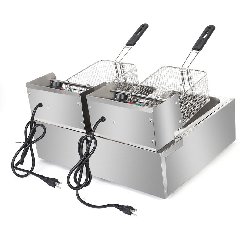 Friggitrice elettrica a doppio cilindro in acciaio inossidabile da 12,7 QT/12 L
