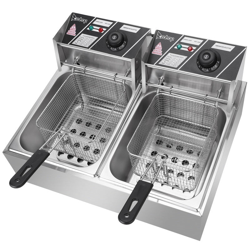 Friggitrice elettrica a doppio cilindro in acciaio inossidabile da 12,7 QT/12 L