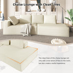 125 Elegante divano letto moderno per interni con chaise longue, dalle linee pulite, per soggiorno, beige