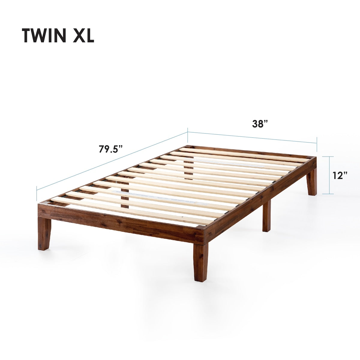 12 Letto a piattaforma classico in legno massello