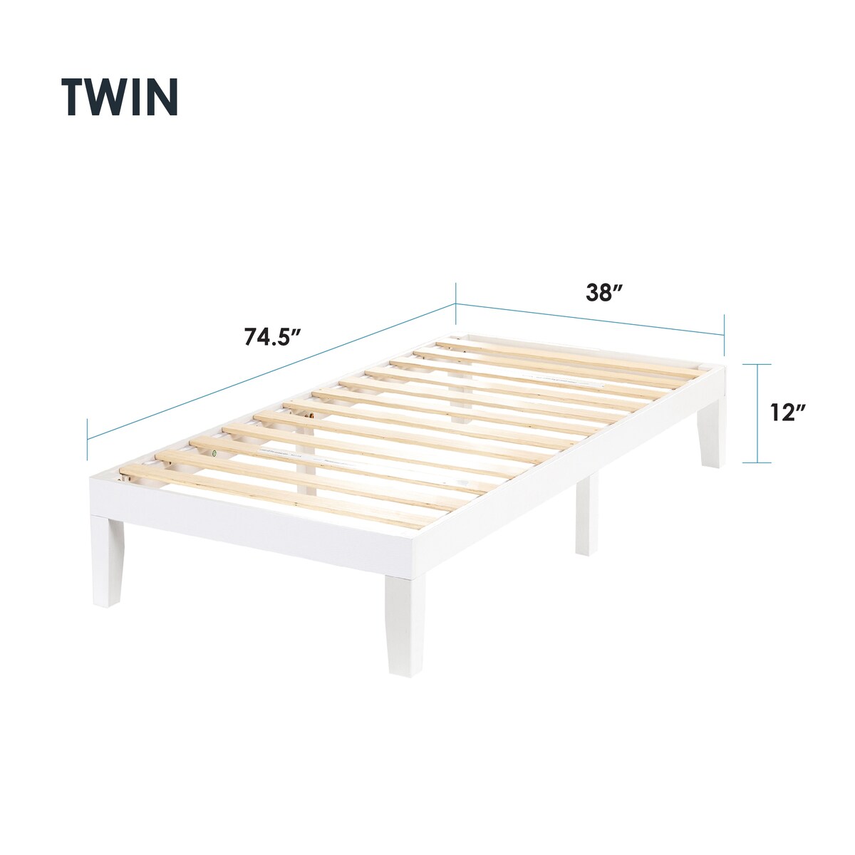 12 Letto a piattaforma classico in legno massello