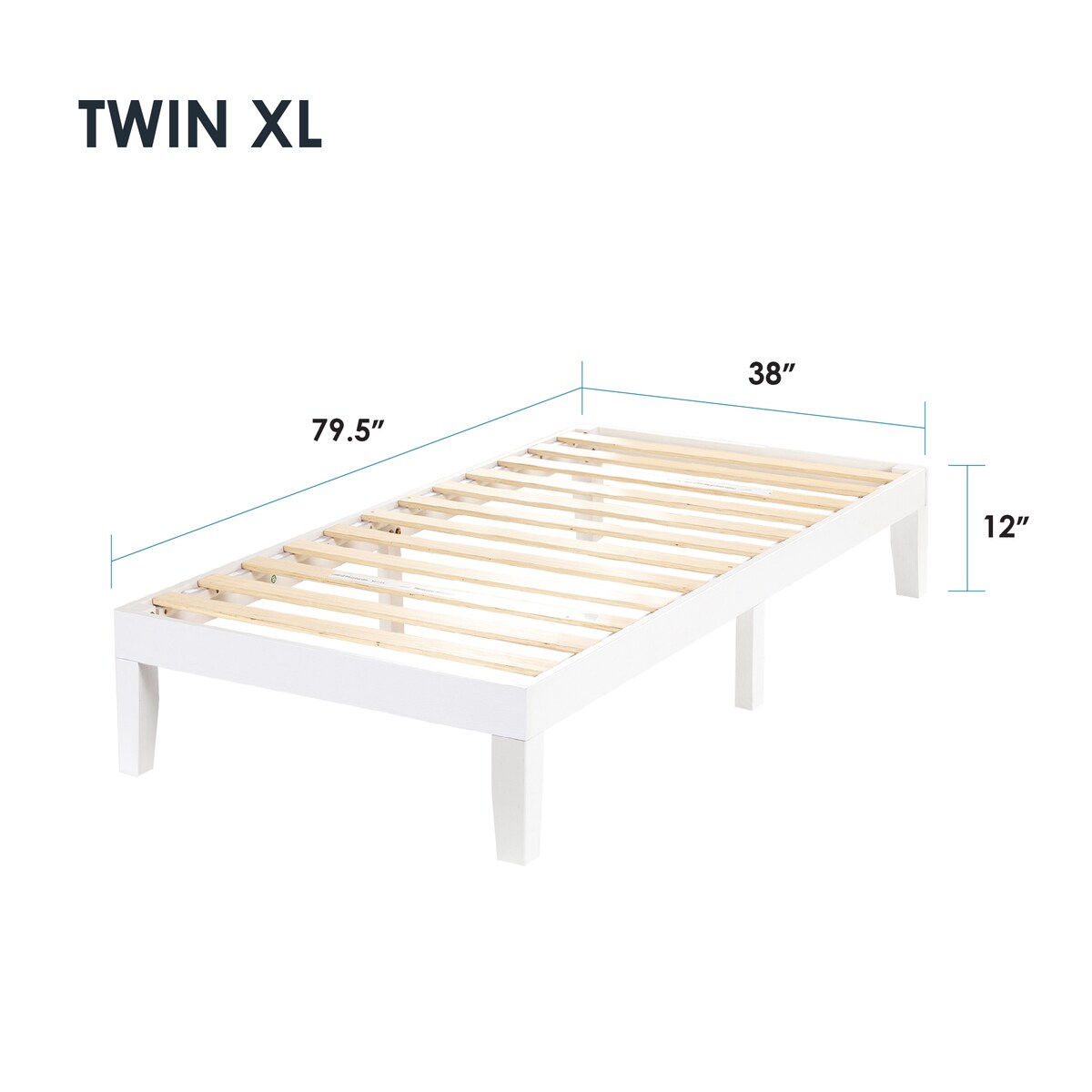 12 Letto a piattaforma classico in legno massello