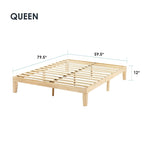 12 Letto a piattaforma classico in legno massello
