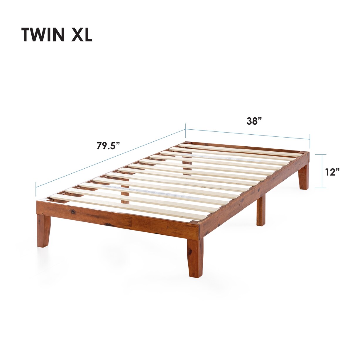 12 Letto a piattaforma classico in legno massello