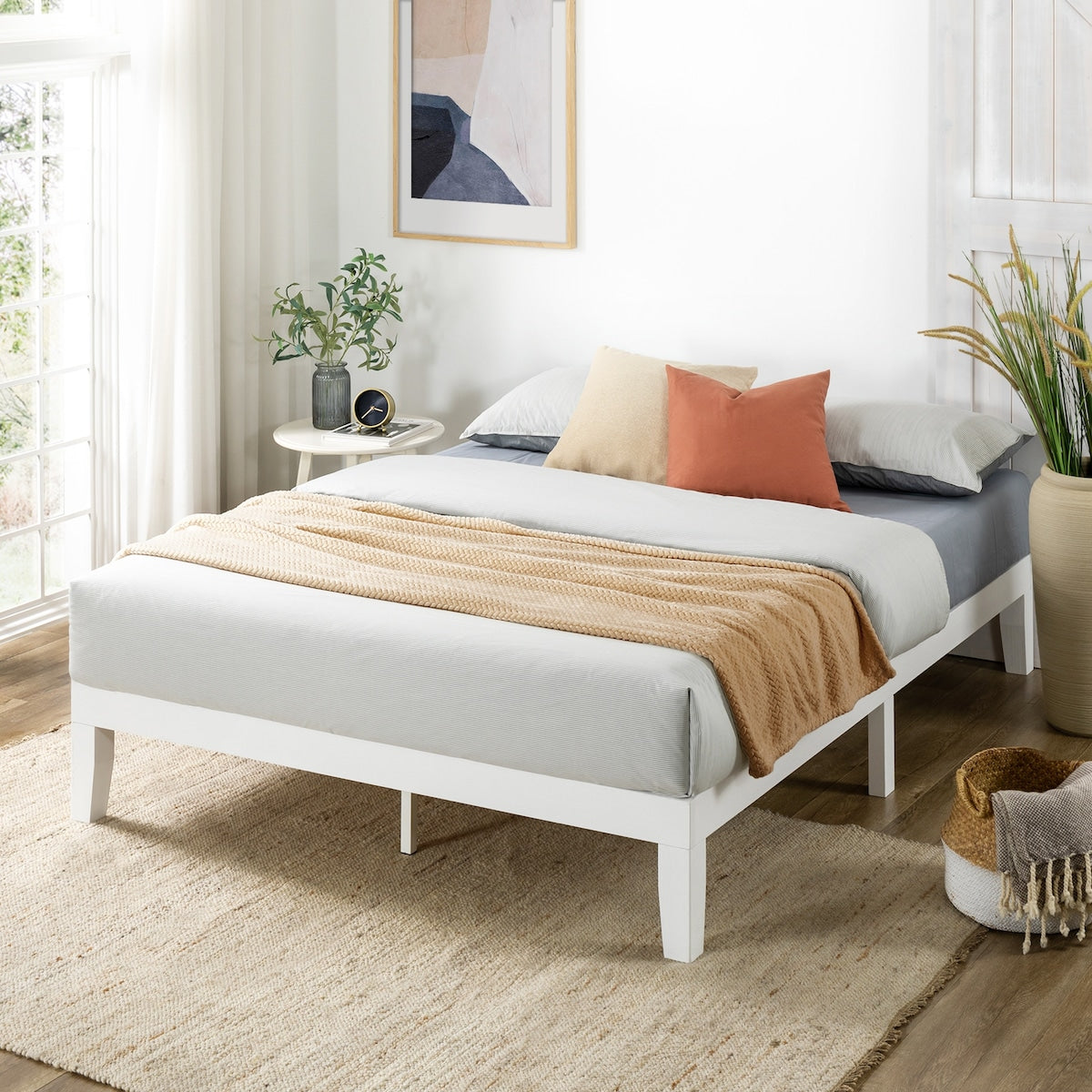 12 Letto a piattaforma classico in legno massello
