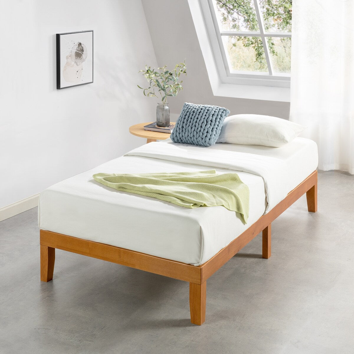 12 Letto a piattaforma classico in legno massello