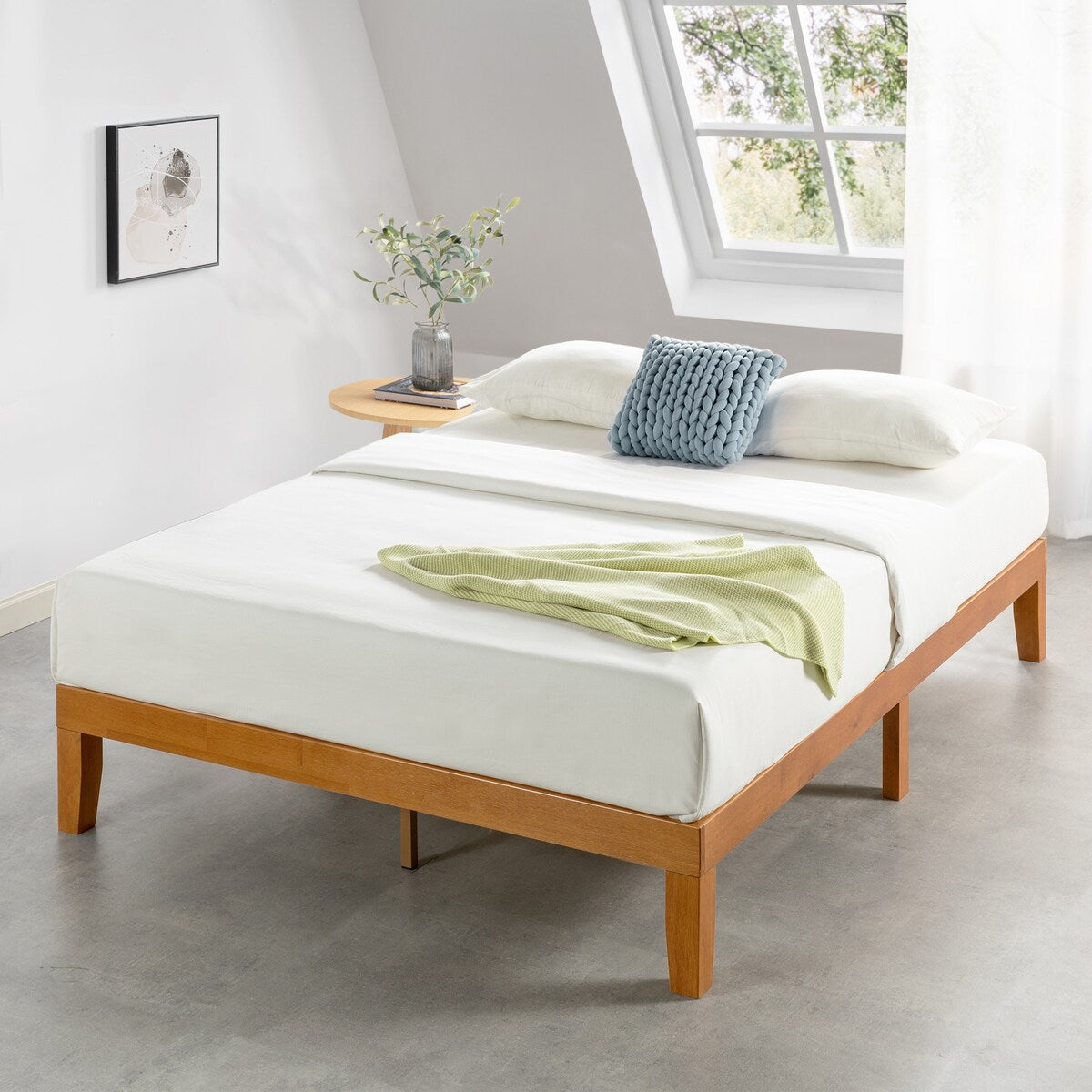 12 Letto a piattaforma classico in legno massello