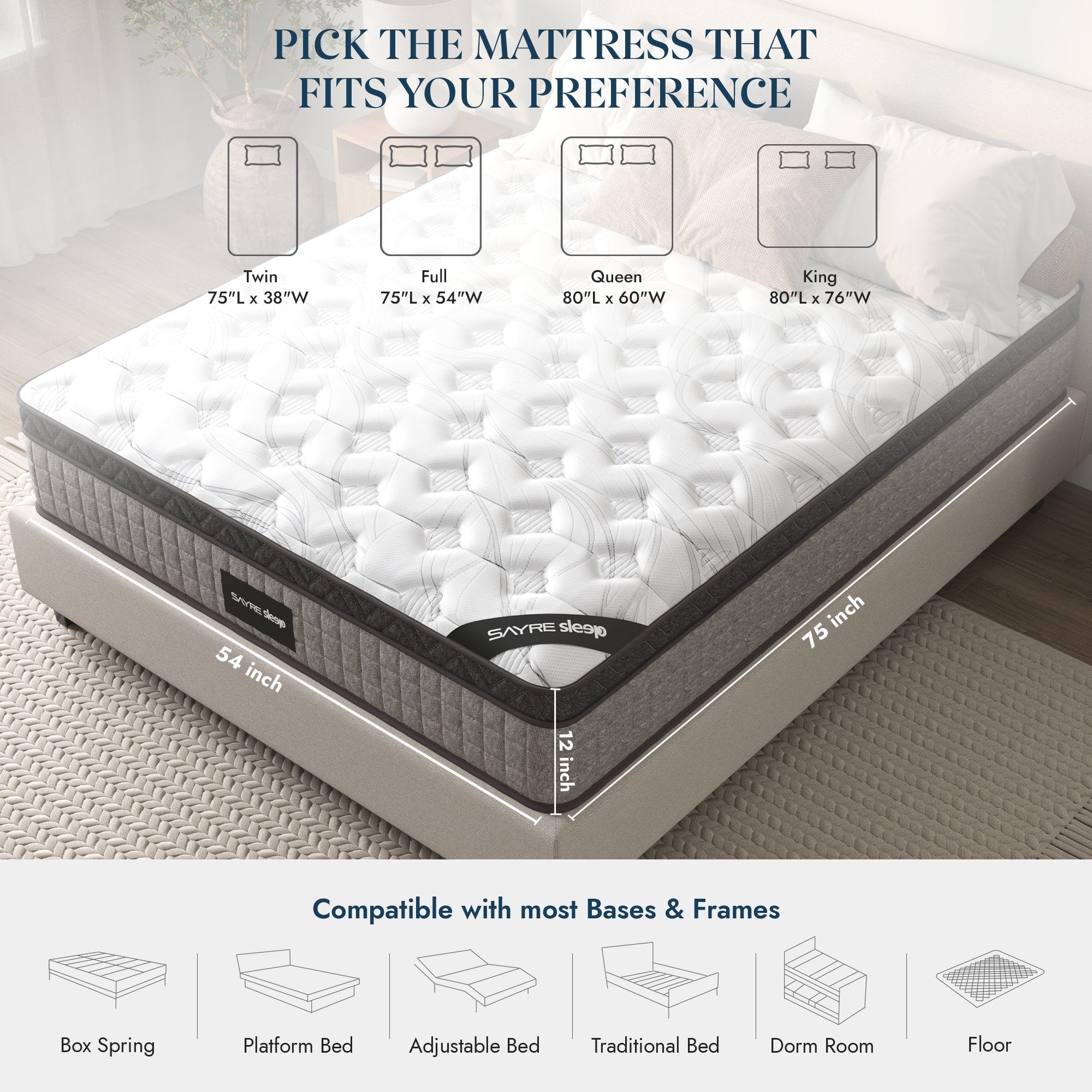 Assemblato negli Stati Uniti - Materasso ibrido Diamond 12 con molle insacchettate e memory foam Cool Gel