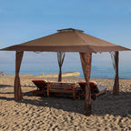 Gazebo da giardino rinforzato con baldacchino pop-up da esterno 13' x 13' con elegante tenda angolare - 13x13 piedi