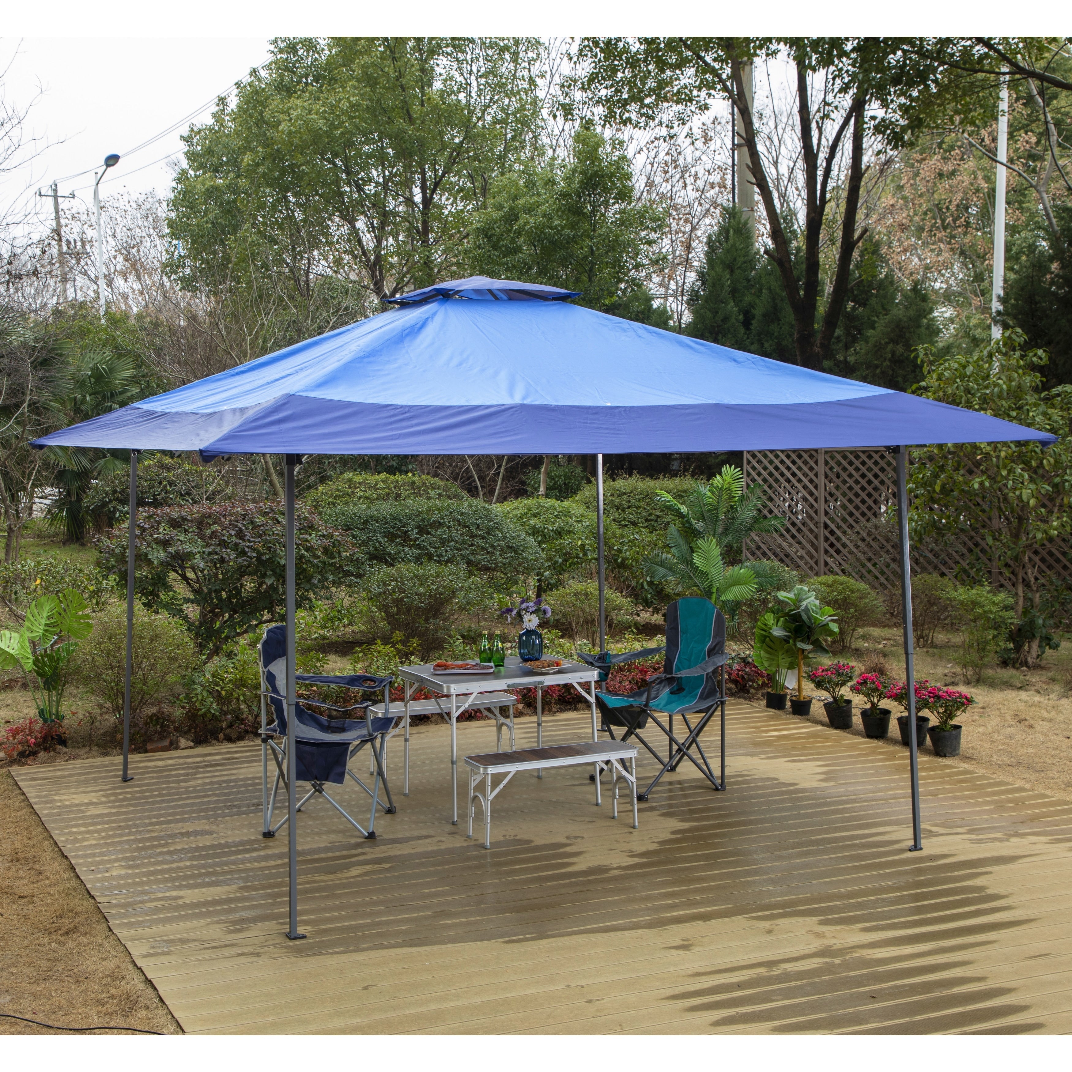 Gazebo da giardino rinforzato con baldacchino pop-up da esterno 13' x 13' con elegante tenda angolare - 13x13 piedi