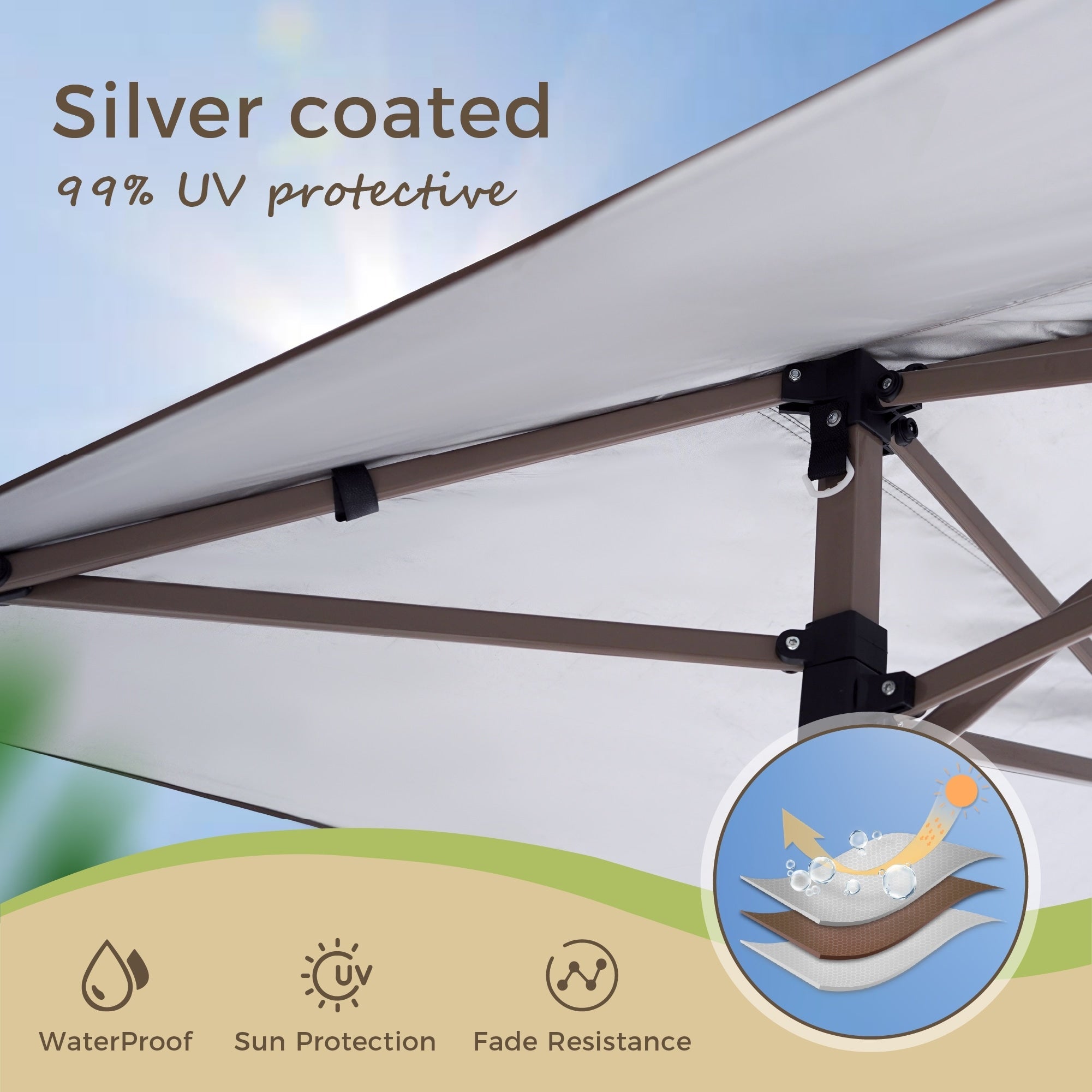 Gazebo da giardino rinforzato con baldacchino pop-up da esterno 13' x 13' con elegante tenda angolare - 13x13 piedi