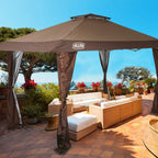 Gazebo da giardino rinforzato con baldacchino pop-up da esterno 13' x 13' con elegante tenda angolare - 13x13 piedi